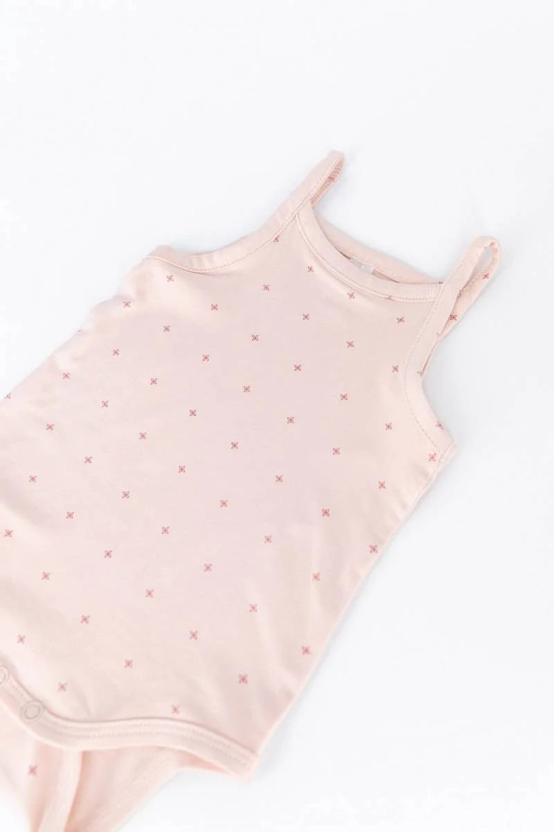 Body Tank Top Thin Straps FLOWER pink- close up