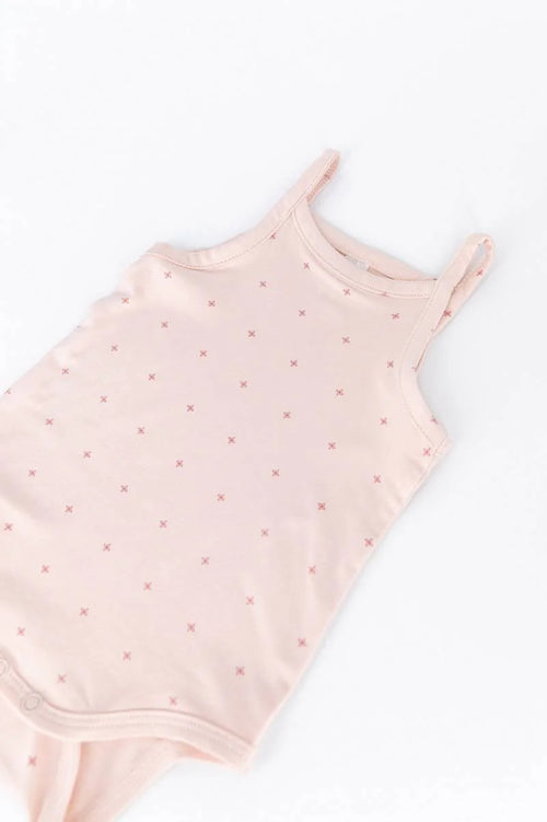 Body Tank Top Thin Straps FLOWER pink- close up