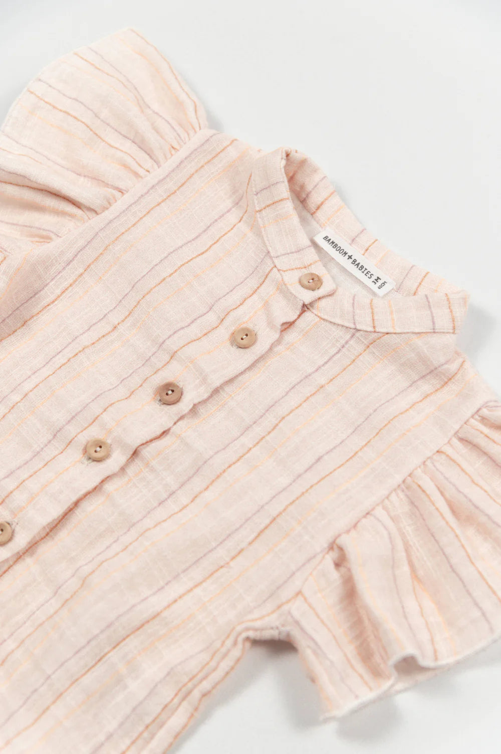 Lino shirt Pink Stripe- close up