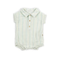 Polo Romper  STRIPE ACQUA green