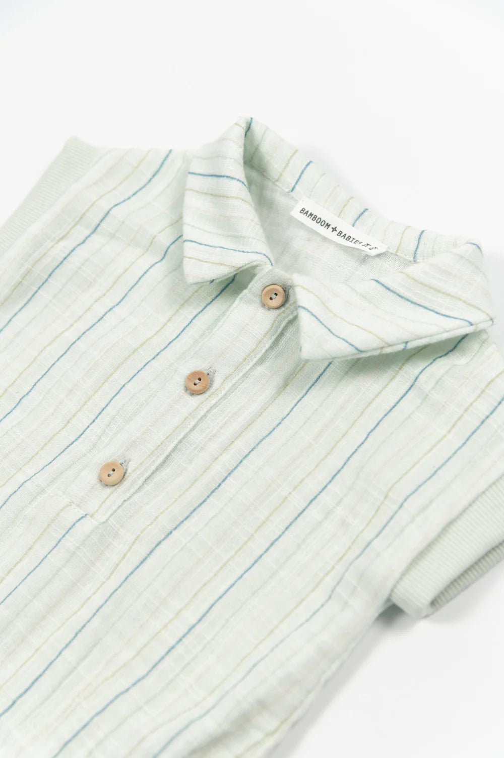Polo Romper  STRIPE ACQUA green- close up