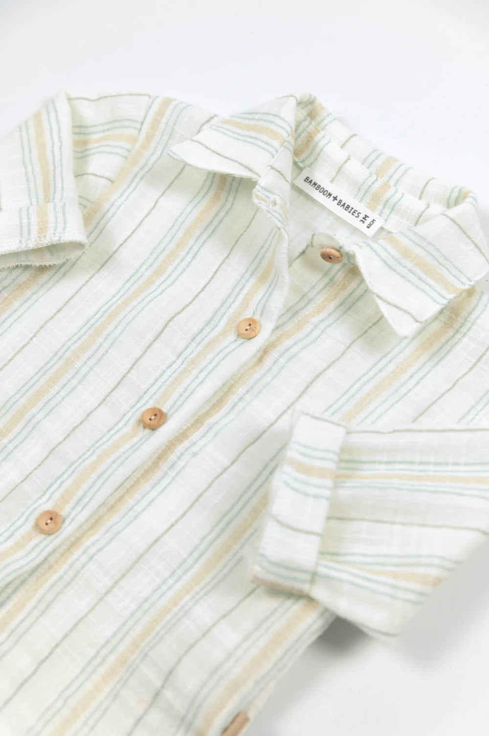 Boys' Shirt STRIPE WHITE/BLUE- close up