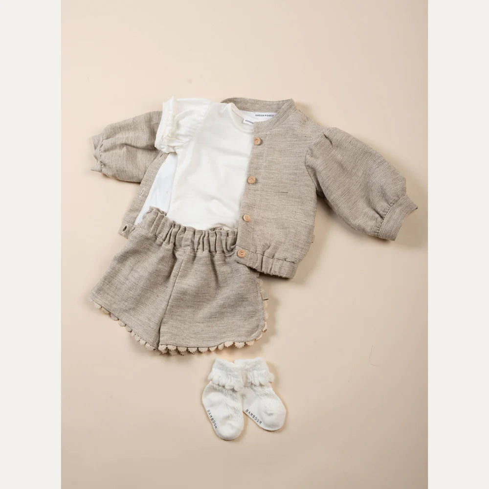 Girls' Shorts With Trim SAND- outfit