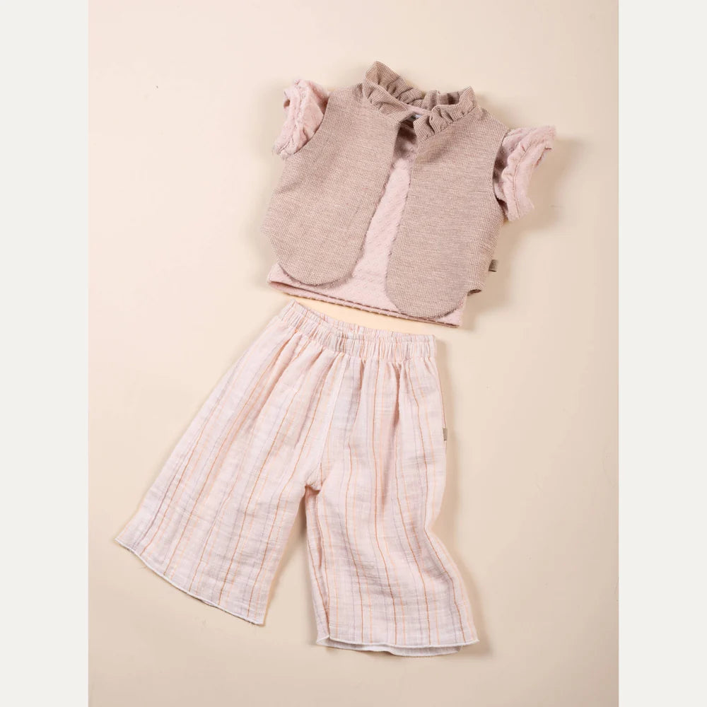 Lino Girls' Pants STRIPE PINK- outfit