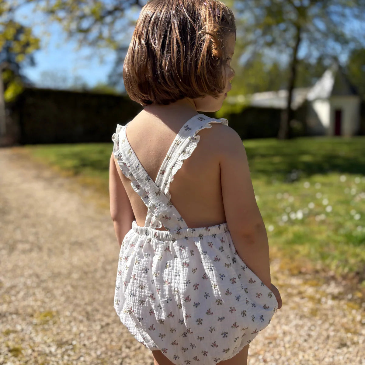 Floral Print Romper- on girl back