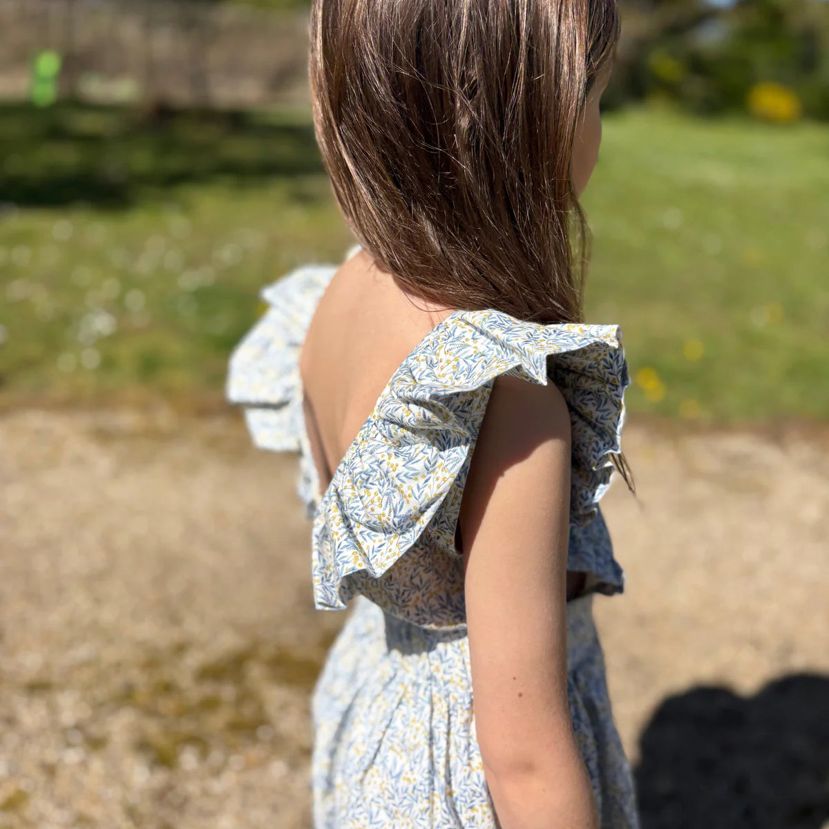 Blue Camelia Dress- on girl back