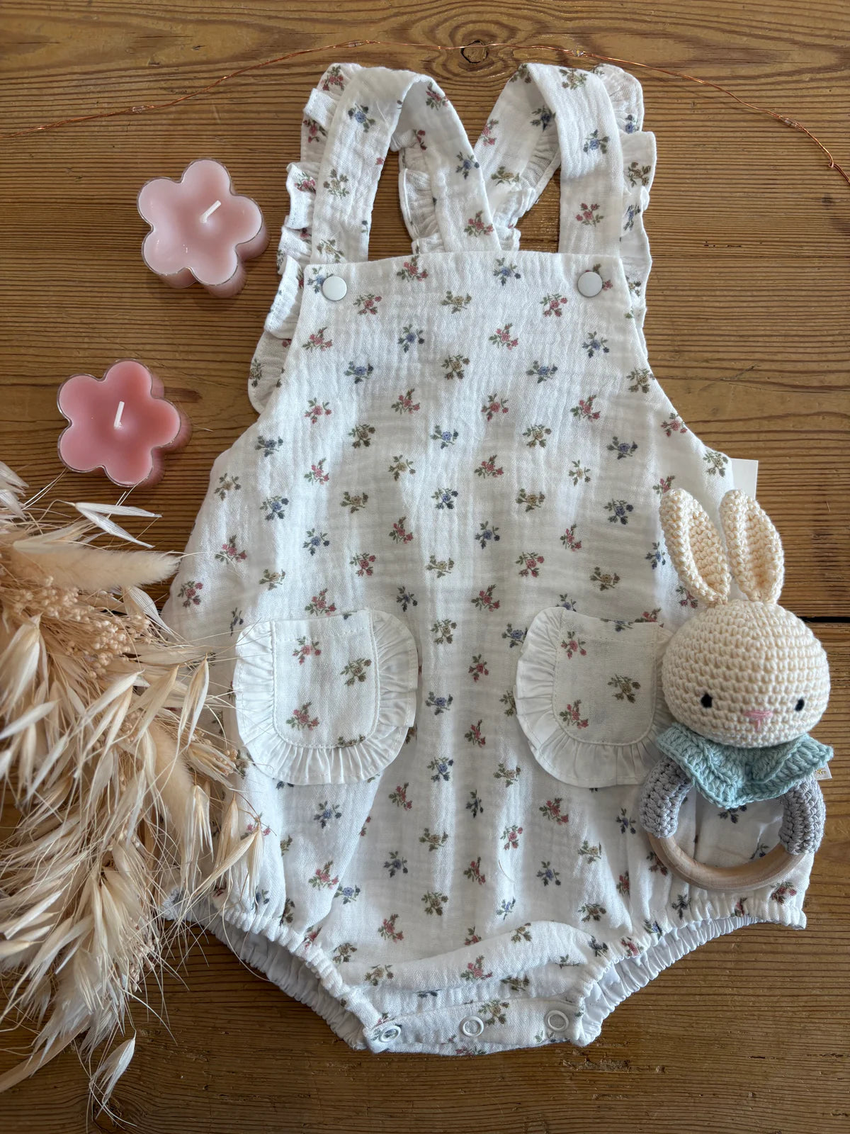 Floral Print Romper- on table