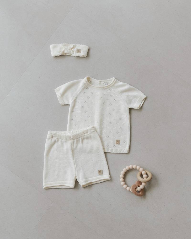 Knitted Short Pants White- outfit