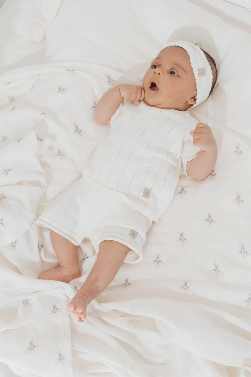 Knitted Short Pants White- on baby