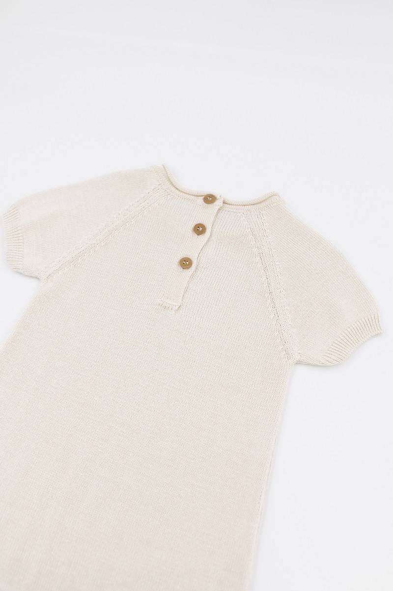 Knitted striped romper WHITE- close up back