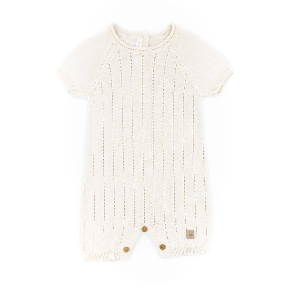 Knitted striped romper WHITE