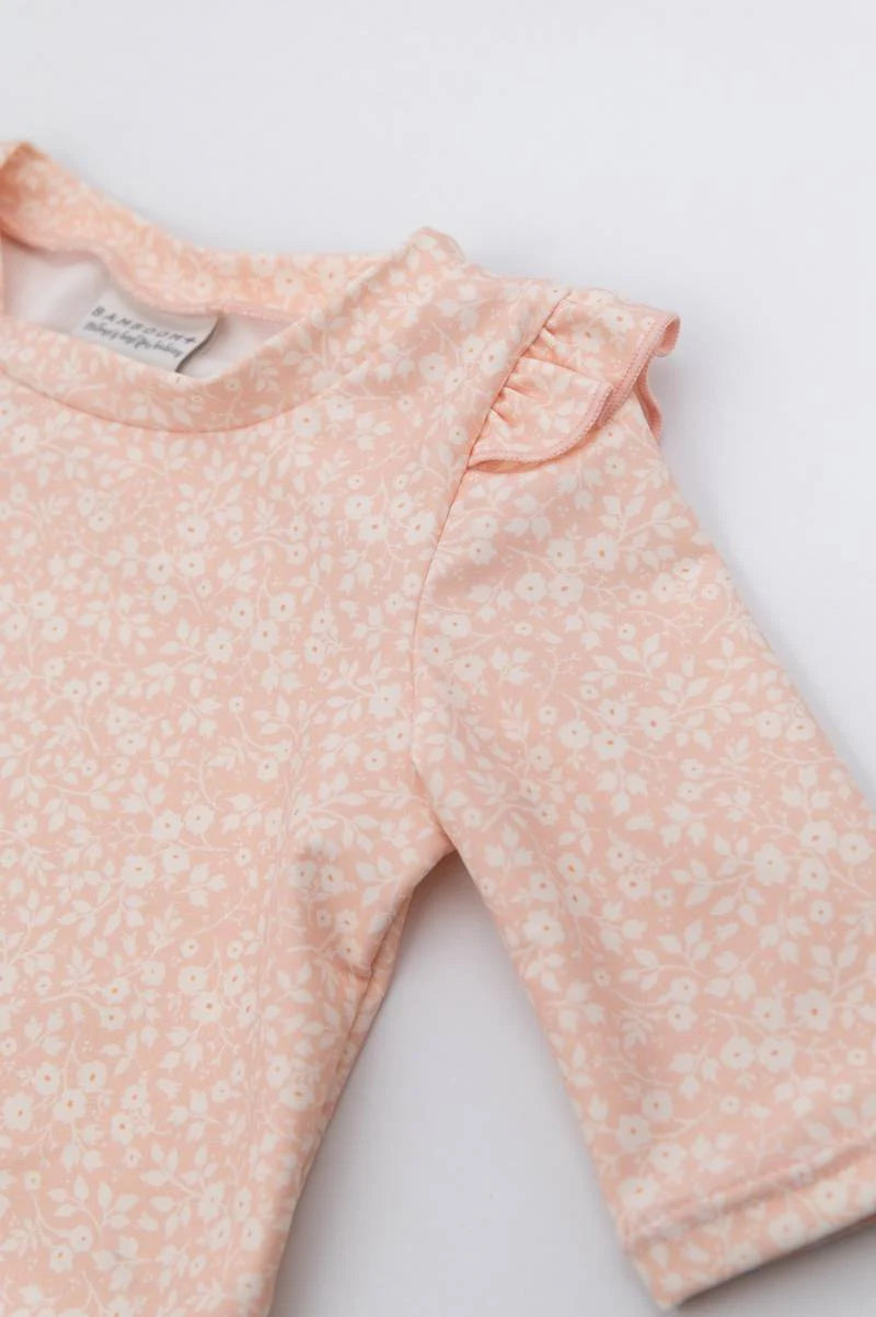 UV50+ Swimsuit Sleeve Shirt FLOWER PINK- close up