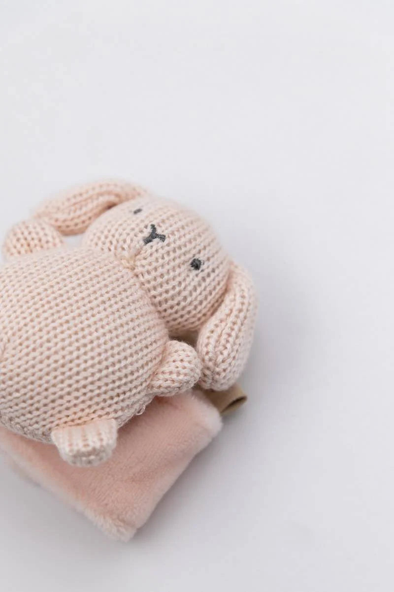 Knitted Bracelet Toy Bunny ROSA- close up