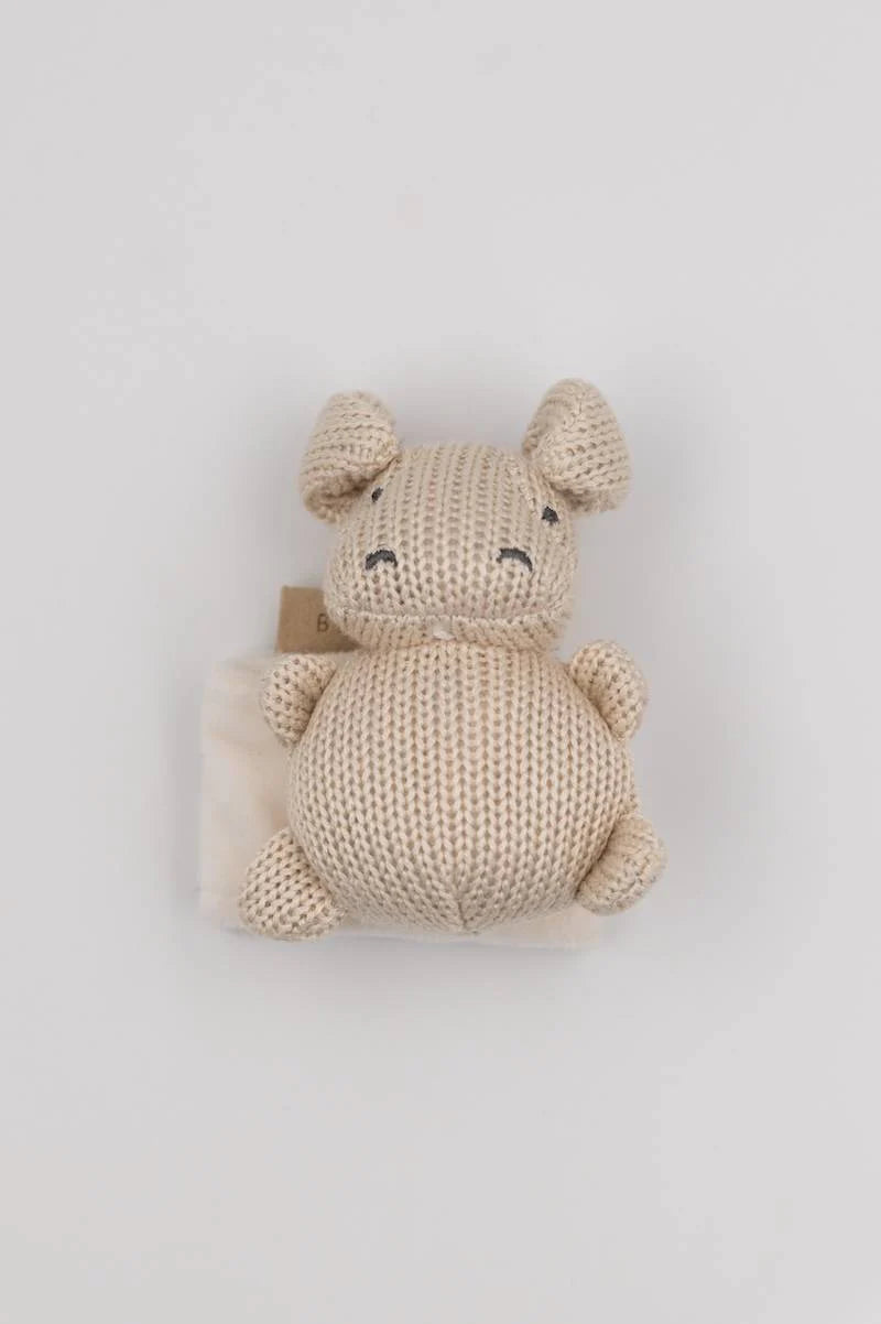 Knitted Bracelet Toy Hippo SAND- close up