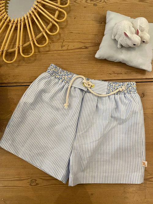 Blue Stripe Swimsuit- on table front