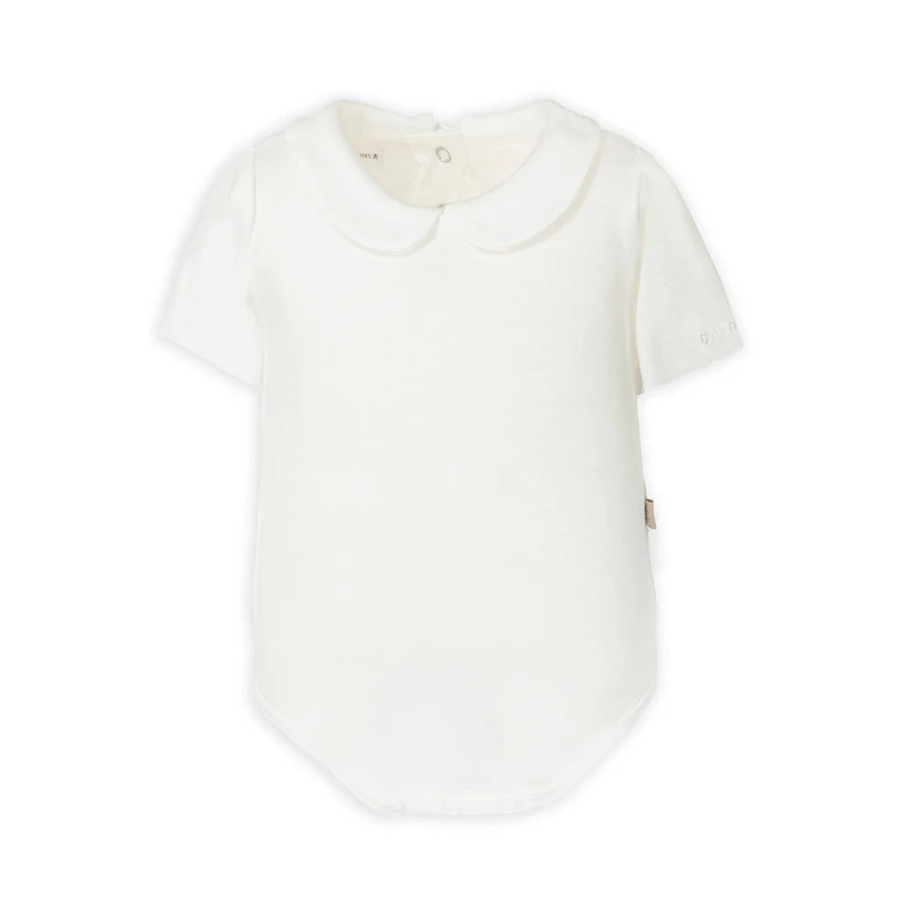 Baby Bodysuit Round Neck Short Sleeves OFFWHITE