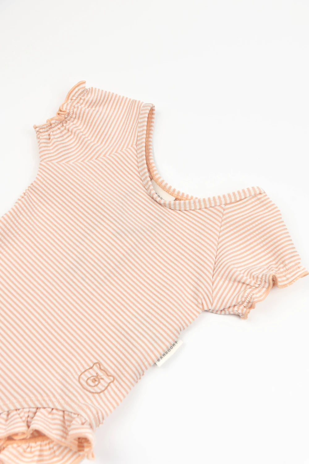 Covered Shoulder Swimsuit PINK STRIPES BEAR- side
