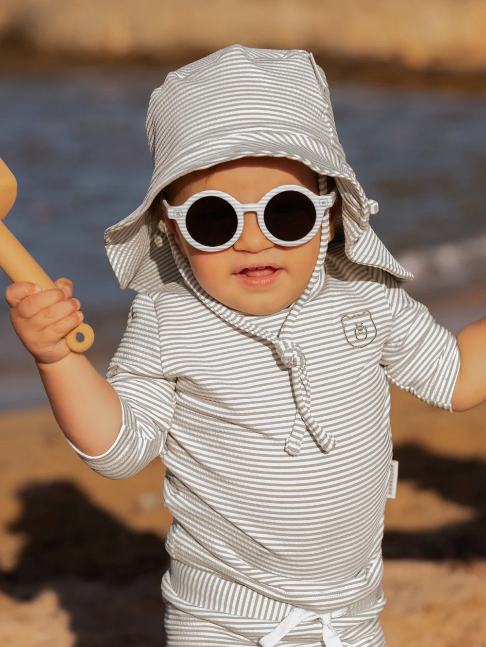 Blue Stripe Bear UV50 Hat- on boy