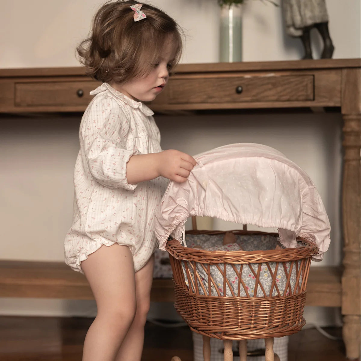 Calao Rose Romper- on girl