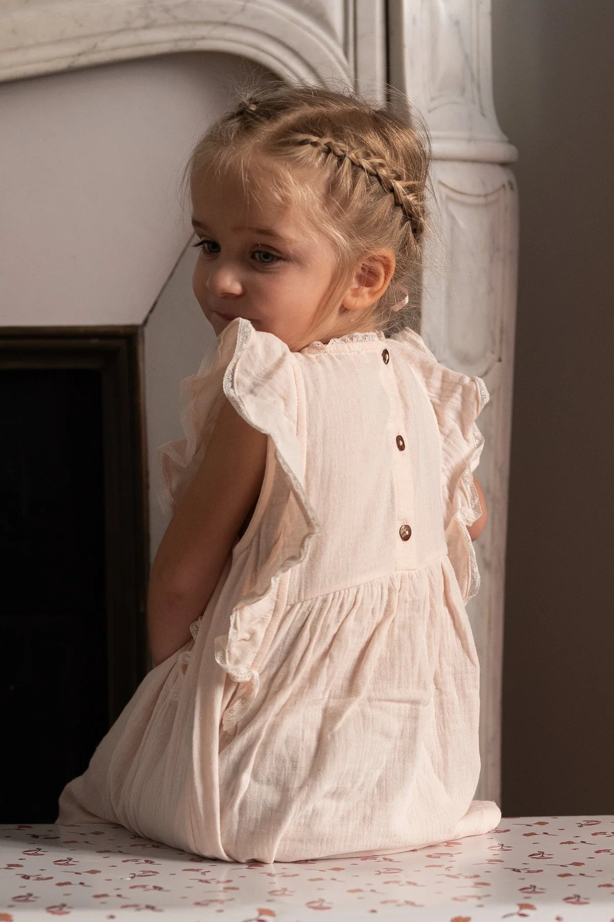 Pink Petale Dress- on girl back 2
