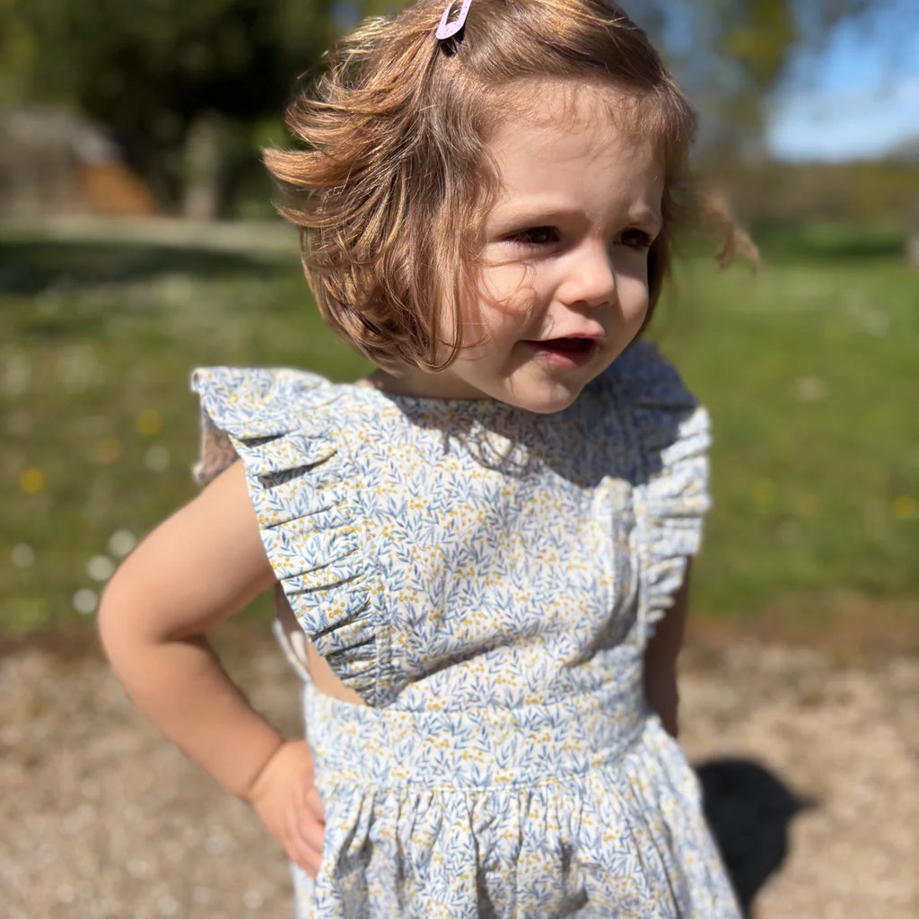 Blue Camelia Dress- on girl front