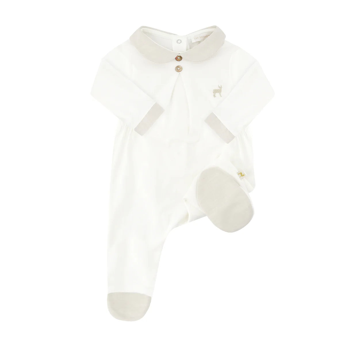 White & Sand Footed Sleepsuit