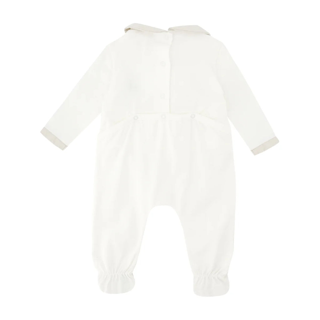 White & Sand Footed Sleepsuit- back