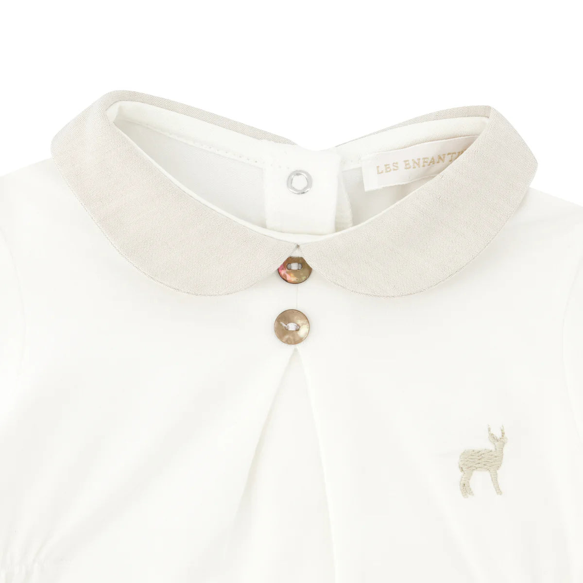White & Sand Footed Sleepsuit- close up