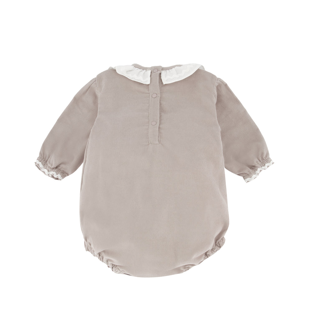 Beige Velvet Romper- back