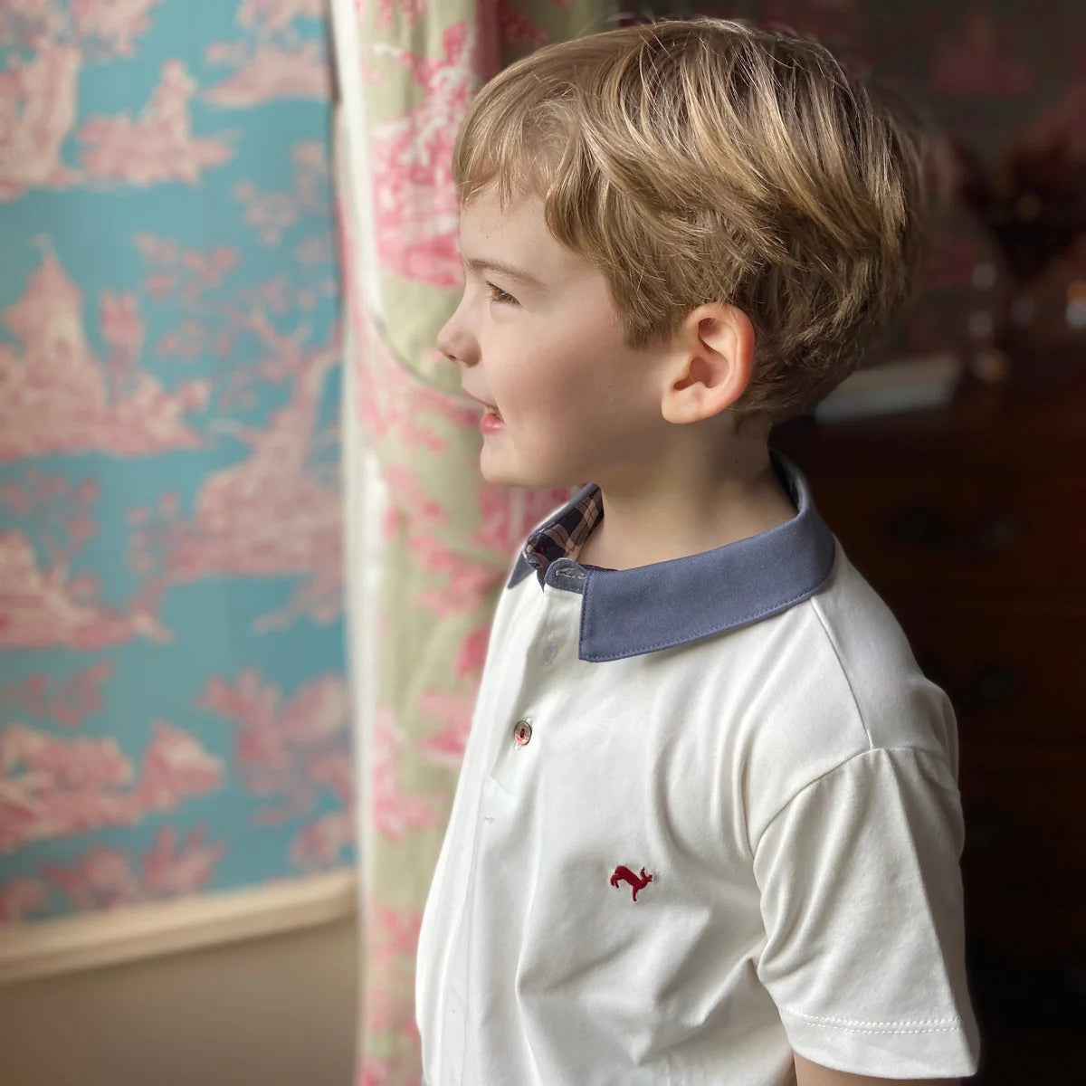 White Polo Shirt- on boy